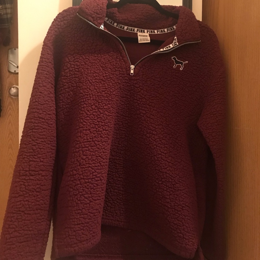 VS PINK Purple Sherpa Quarter Zip